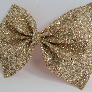 Maxi Gold Hair Bow / Glitter Bow / Gold Glitter Bow / Glitter Fabric Bow / Headband / Sparkly Hair Clip / Bow Hair Clip image 3
