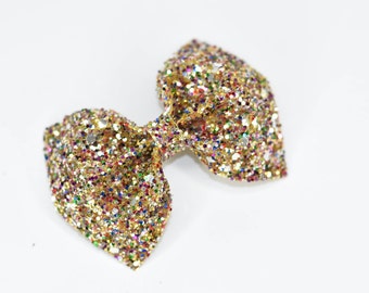 Mini Multi Colour Glitter Bow / Multi Glitter Bow / Glitter Fabric Bow / Headband / Sparkly Hair Clip / Bow Hair Clip