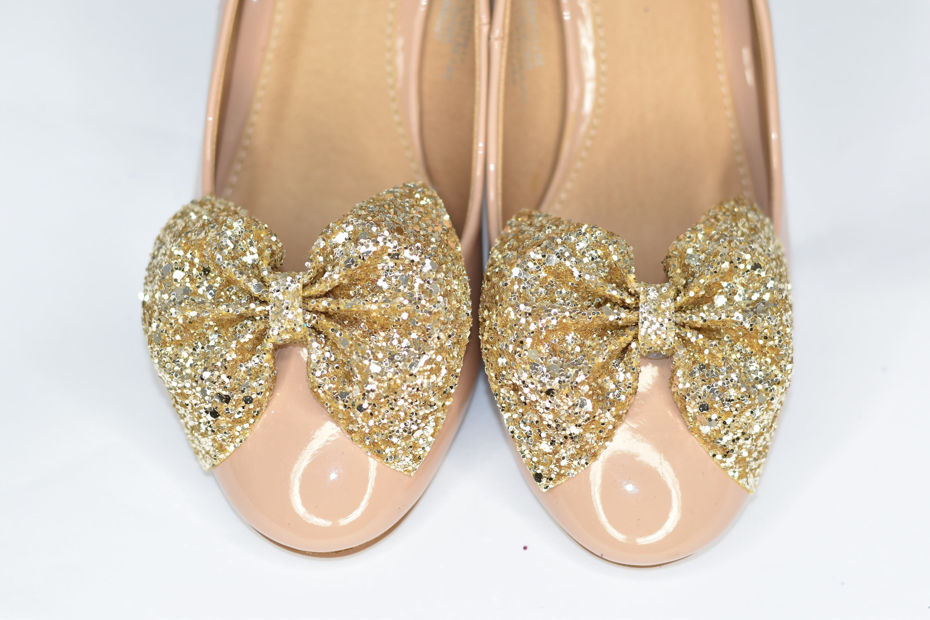 Gold Shoe Clips 3D Bows for Shoes ,brokade Shoe Clips ,glitter