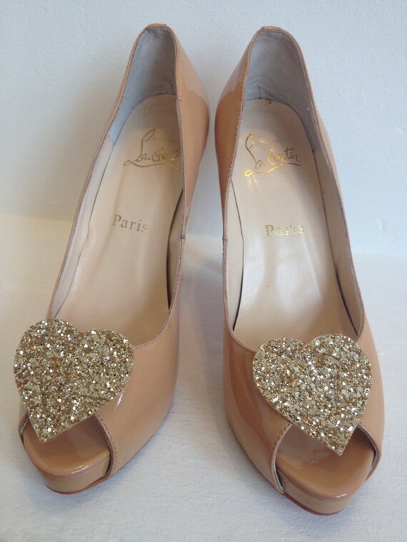 Gold Glitter Heart Shoe Clip Etsy