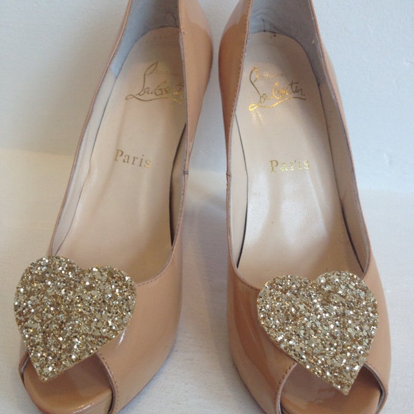 Clip per scarpe a cuore glitter oro