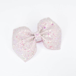 Mini Pastel Pink Glitter Bow / Pink Glitter Bow / Glitter Fabric Bow / Headband / Sparkly Hair Clip / Bow Hair Clip image 1