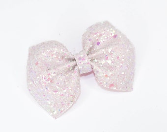 Mini Pastel Pink Glitter Bow / Pink Glitter Bow / Glitter Fabric Bow / Headband / Sparkly Hair Clip / Bow Hair Clip