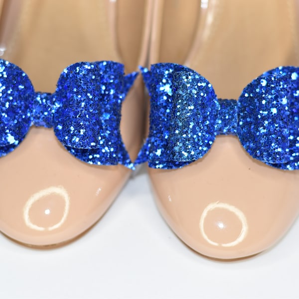 Royal Blue Double Loop Bow Shoe Clip / Glitter Bow / Shoe Clip