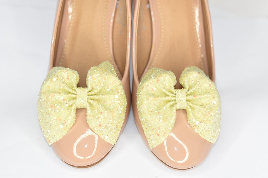 Pair of Black Glitter Bow Shoe Clips, Black Glitter Bow, Shoe Clip