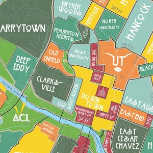 Original Neighborhoods of Austin Map // Austin Texas Print | Etsy