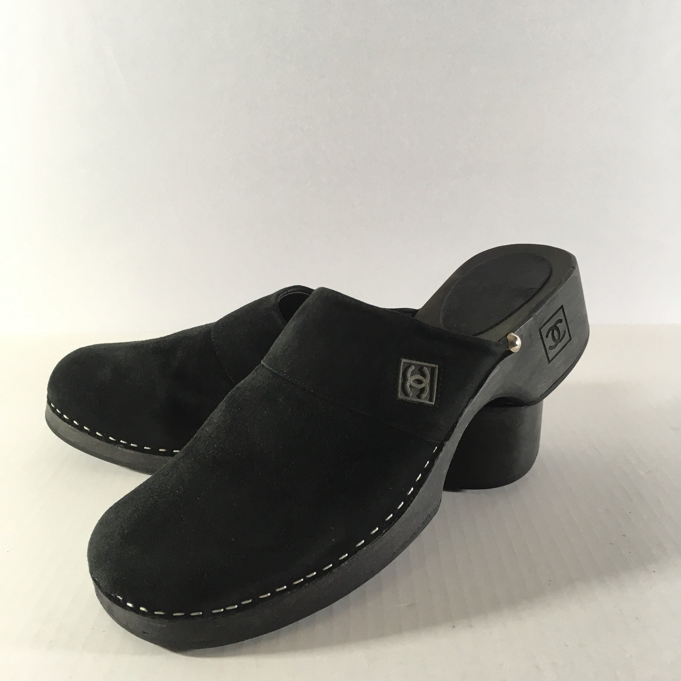 Chanel Platform Clogs Authentic Vintage 80s Shoes Black -  Israel