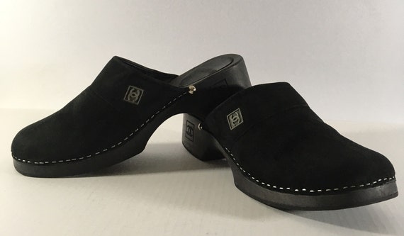 Chanel Platform Clogs Authentic Vintage 80s Shoes Black -  Israel