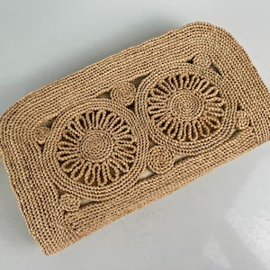 Vintage Raffa Jute Clutch Purse 10 Inch/Vintage Natural Sizal Jute Purse - Q