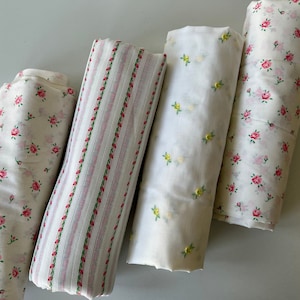 CHOOSE ONE Vintage Sweet Pattern Some Sheer Floral Print Fabric Pieces - E