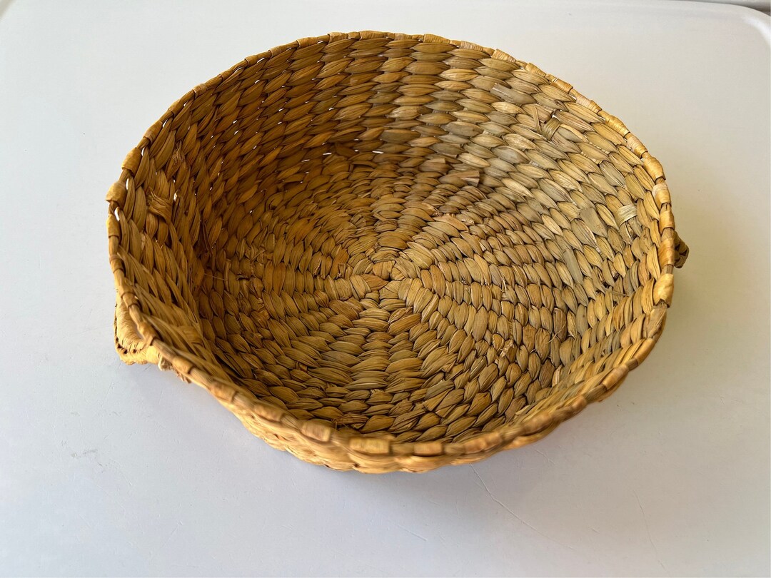 Slouchy Sweet Grass Basket With Handles 9 Inches/vintage Grass Basket B