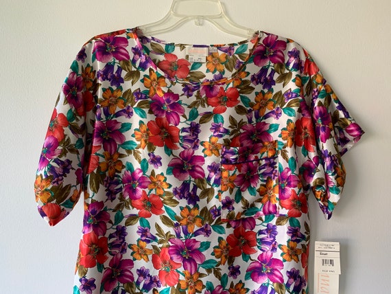 Vintage Floral Adonna Size Small Satin Silky Feel… - image 5