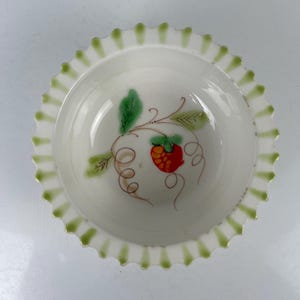 Vintage to Antiwue Old Bowl with Berry Motif/Vintage Ceramic Bowl Adorable - C