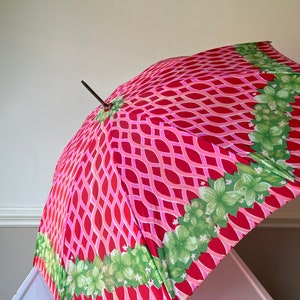 Nice and Cheery Vintage Umbrella Red Pink Green