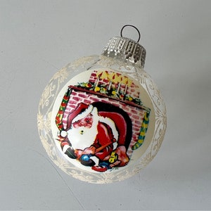 Adorable Retro See Through Santa Glitter Ornament 4 Inch Larger - Christmas 4
