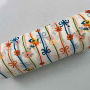 Vintage Sheer Retro Flower Bow Stripe Fabric 2.5 Yards/Vintage Sheer Fabric for Crafting Sewing - S