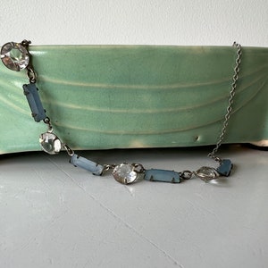 Vintage to Antique Art Deco Blue Rhinestone Choker Necklace