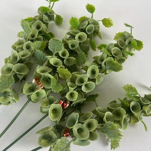 Vintage Green Bells of Ireland Faux Stems/Nice Quality Vintage Green Artifical Flowers set of 4