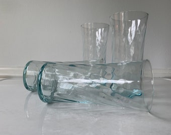 Light Blue Swirl Glasses Set – Vintage Depression Style, Set of 4