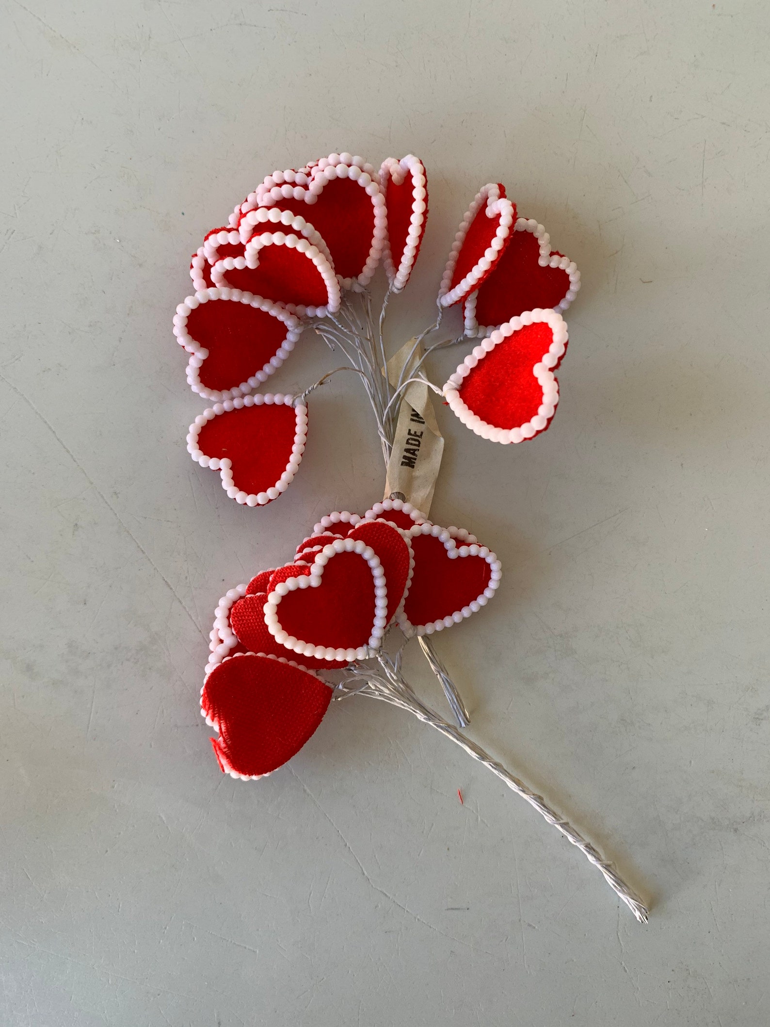 Bouquet of 12 heart wire picks/Felt Fabric Heart with Plastic Etsy