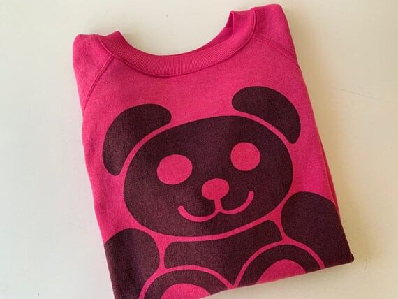 Women’s Medium Pink Bear Graphic Vintage Sweatshi… - image 2