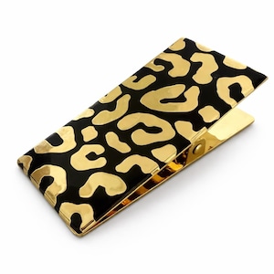 L’OBJET Leopard Desk Clip 4.5” Gold Black Enamel Vintage Inspired Luxury Office Decor