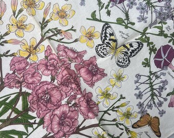 Vintage Botanical Vintage Florals Cotton Linen Kitchen Towel/Vintage Linen Kitchen Towel Beautiful - J