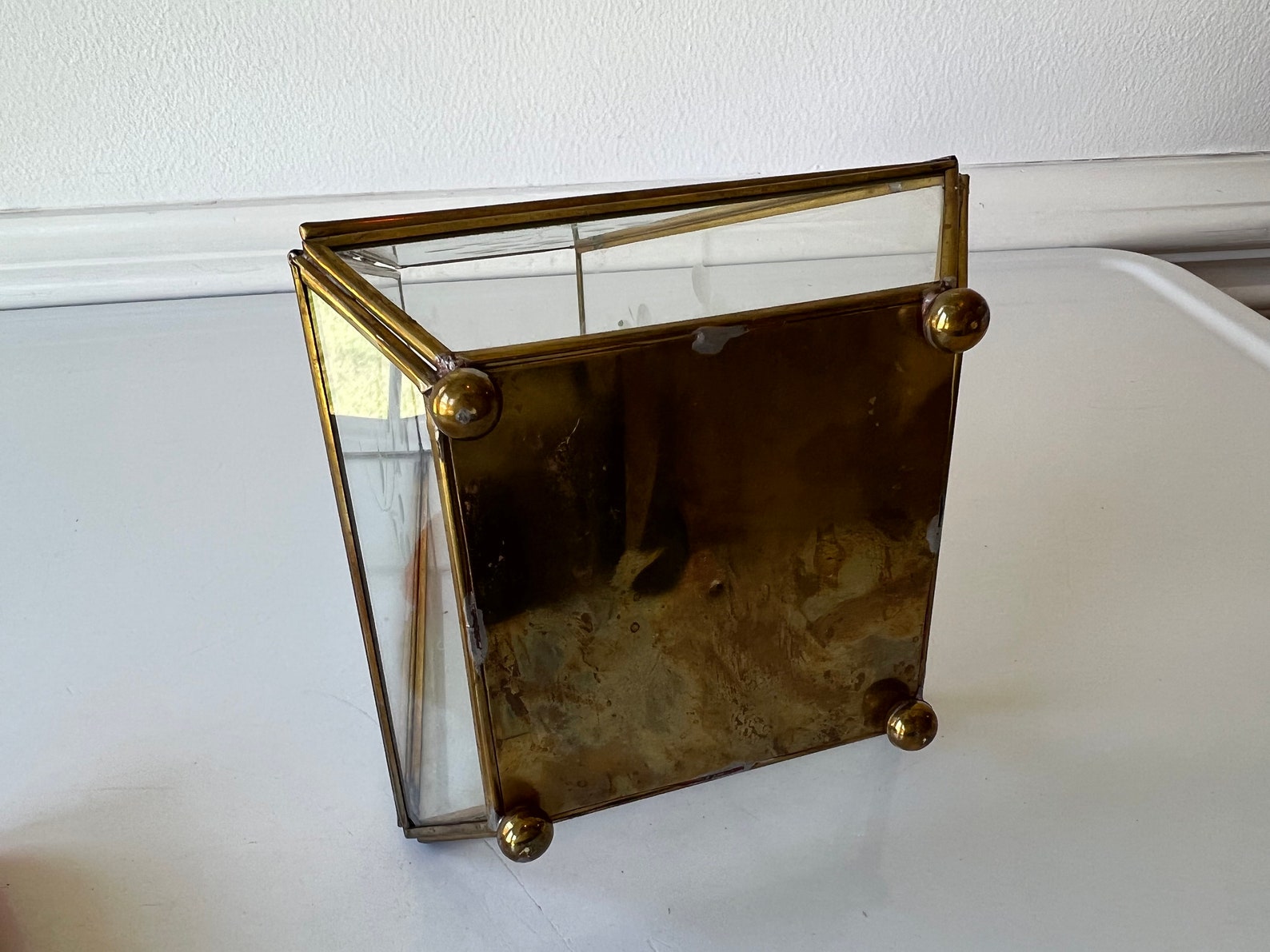 Flower Etched Glass Box With Candle Holder/vintage Hinged Etsy