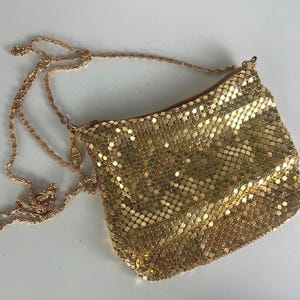 Long Strap Crossbody Gold Meah Evening Bag/Sparly Gold Evening Bag - L
