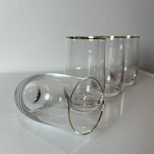 Beautiful Minimalistic Crystal Drinking Glass Set/Vintage Gold Rimmed Crystal Glasses - Z