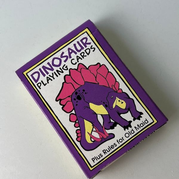 1991 Dinosaur Deck of Cards and Old Maid Playing Cards/Vintage Kids Card Game Old Maid - J