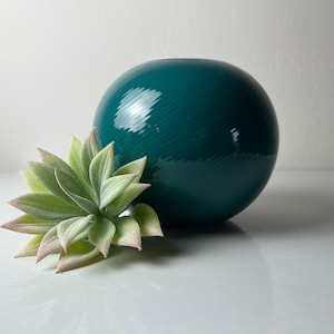 Lovely Dark Teal Ceramic Planter Round Sphere Coastal Marketing Center Naples - AA