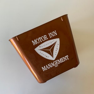 Motor Inn Management Brown Metallic Ice Bucket Storage Bucket/Vintage Hotel Motel Motor Inn Ice Bucket - P
