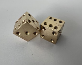 Amazing Brass Dice for Game Usage or Display/Lovely Vintage Brass Working Dice or Home Decor/Vintage Brass Conversation Piece