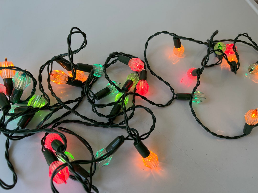 Awesome Mid Century Clear Plastic Crystal Christmas Lights With Covers