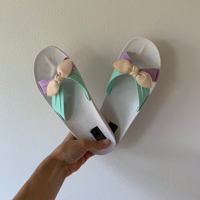pastel colored sandals