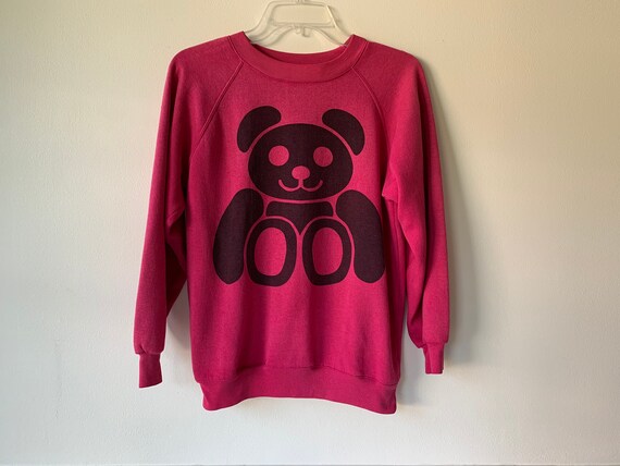 Women’s Medium Pink Bear Graphic Vintage Sweatshi… - image 1