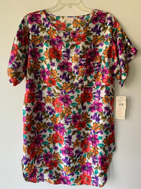 Vintage Floral Adonna Size Small Satin Silky Feel… - image 6