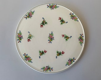 Lovely Floral Round 10.5 Inch Cake Plate/Simple Floral Cake Plate/Vintage Japan Floral Cake Plate - T