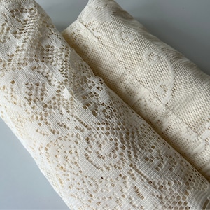 Vintage 62 Inch Wide Cream Lace Curtain Panel Set of 2/Vintage Cream Lace Curtain Lace Panels - I