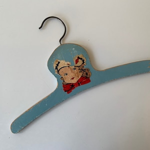 Blue and Red Shabby Chic 11 Inch Childs Hanger/Wooden Shabby Chic Hanger
