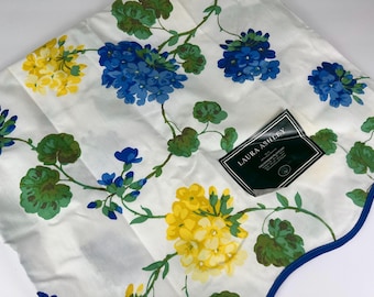 Vintage Yellow Blue Laura Ashley NOS Geranium Pillowcase/Vintage Laura Ashley Pillowcase