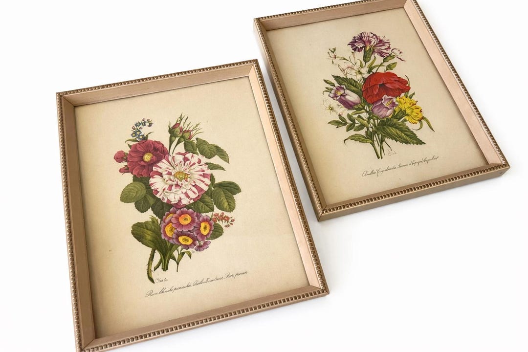 Vintage Botanical Floral Prints Set | Framed Cottagecore Garden Wall ...