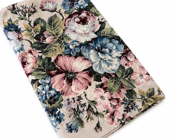 Vintage Floral Round Tablecloth Cottage Rose Garden Shabby Chic Pink Blue Bouquet 66”