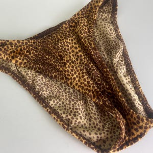 Vintage Velvet Leopard Print Panties or Bathing Suit Bottom/Vintage Animal Print Binkini Bottom - Q