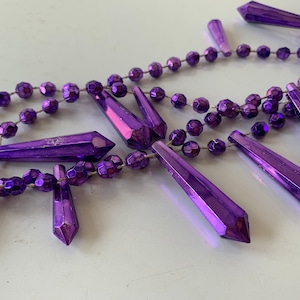 Deep Purple Hard Plastic Gem Jewel Bead Garland/Vintage Beaded Garland 100 Inches - Christmas 1