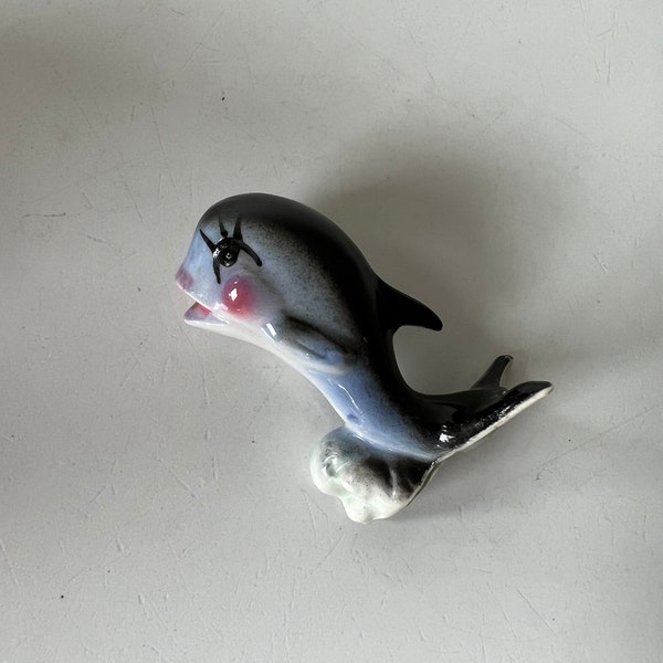 1.5 Inch Mini Ceramic Porcelain Whale Anthropomorphic