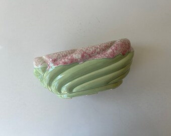 Mint Green and Pink Cookson Pottery Planter/Vintage Mint Green Pottery Planter - G
