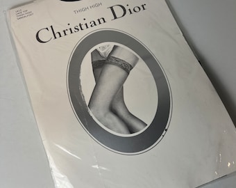 Christian Dior Jet Black Lace Top Thigh High Nylons/Vintage Black Thigh Highs Medium - BB