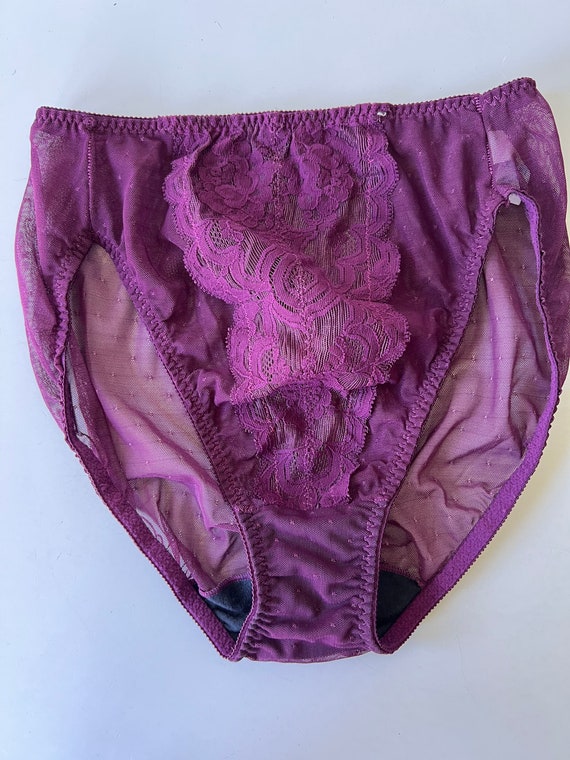 Vintage Vanity Fair Plum Purple Sheer Lace Panties/Fa… - Gem